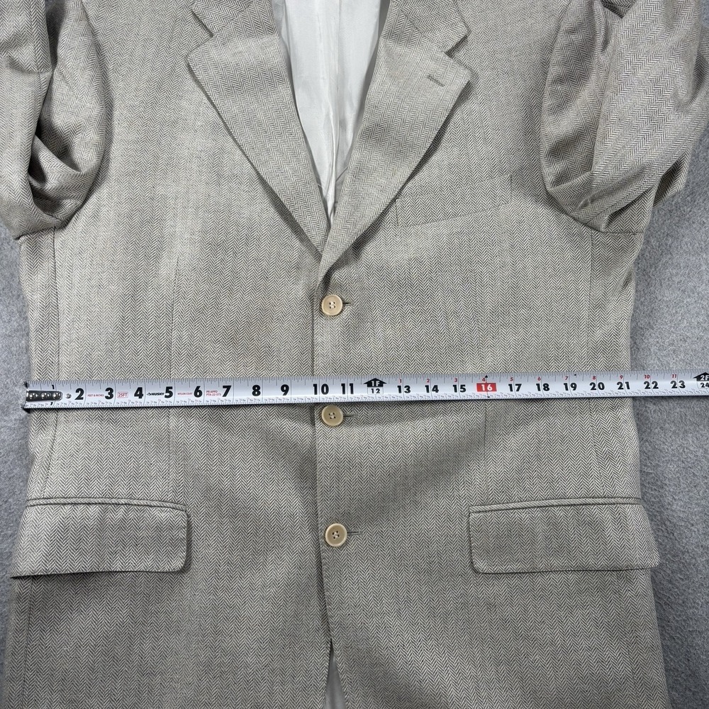 Salvatore Ferragamo 100% Silk Herringbone Blazer Sport Coat Size 54 IT 44R US - Picture 13 of 16